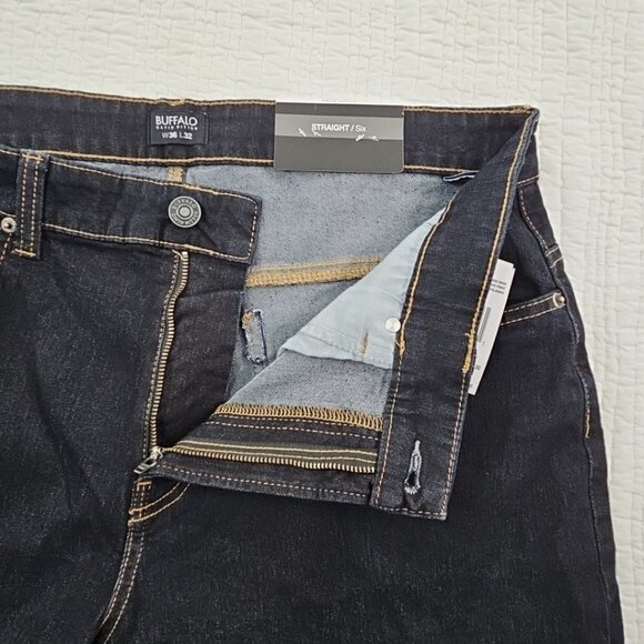 NWT Buffalo David Bitton Straight Six Jeans Men's 36x32 Dark Indigo Stretch NEW - Picture 15 of 16
